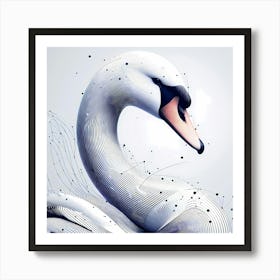 Swan - Abstract Line Art Illustration 217 Art Print