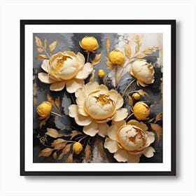 Pattern with Yellow Peony flowers 1 Art Print