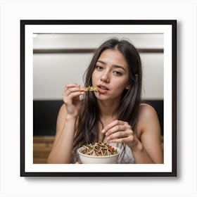 Young Woman Eating Food Art Print