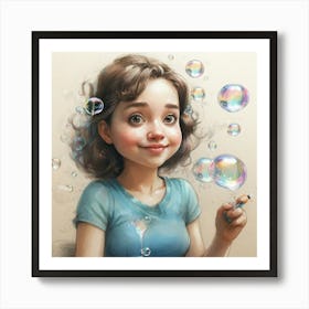 Little Girl With Soap Bubbles Art Print