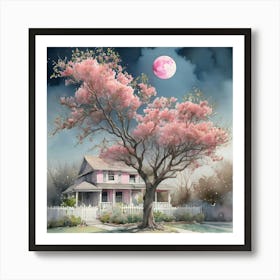 Pink Cherry Blossom Tree 1 Art Print