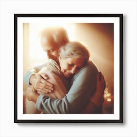 Senior Couple Hugging Art Print