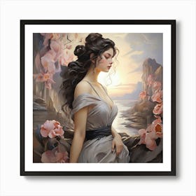 Woman With Flowers 1 Art Print