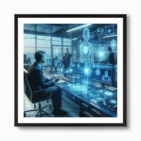 Futuristic Office 3 Art Print