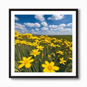 Yellow Flowers In A Field 7 Art Print