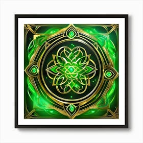 Green Flower Of Life Art Print