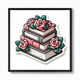 Roses On Books 1 Art Print