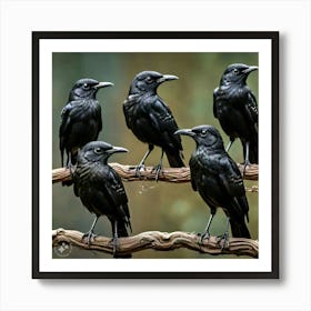 Crows On A Branch Art Print