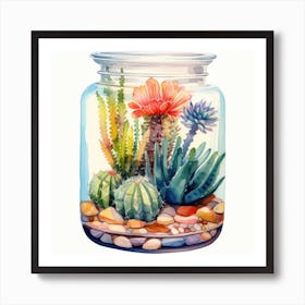 Watercolor Colorful Cactus Aquarium 8 Art Print