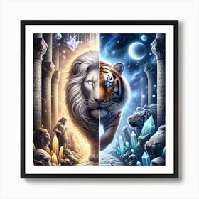 Lion And Tiger Art Print