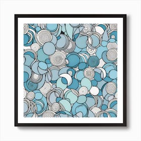 Blue Circles Seamless Pattern Art Print