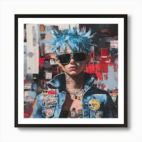 Anime Red Hacker Grunge Artwork 1 Art Print