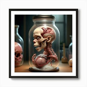 Skull In A Jar Art Print