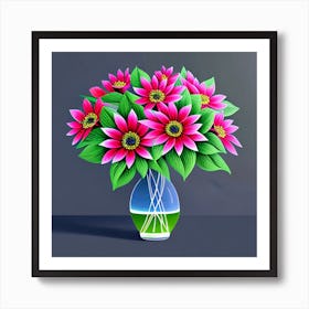 Pink Flowers In A Vase Art Print