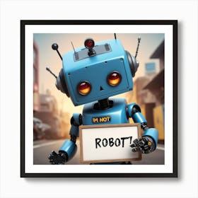 Robot Holding I'm Not Robot Sign Art Print