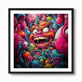 Monsters Graffiti Art for wall decor Art Print