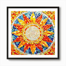 Mosaic Sun A Sun Created From A Mosaic Of Small Tiles 19 Art Print