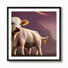 Cow In The Field Art Print