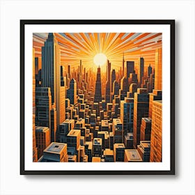 City Cubism Style Art Print