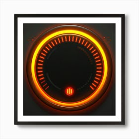 Clock With An Orange Light Art Print