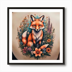 Fox In The Meadow Art Print