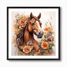 Horse With Flowers 3 Art Print