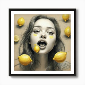 Girl With Lemons 1 Art Print