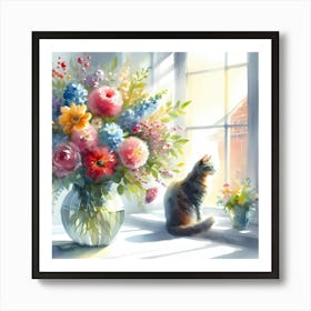 Flowers By The Window Art Print