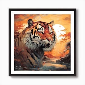 Tiger Sunset Art Print