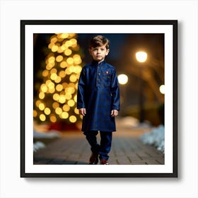 Boy In Blue Kurta 1 Art Print