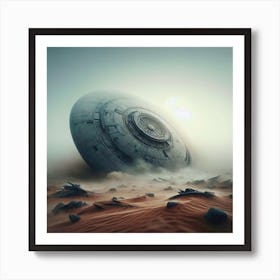 Fallen 3/4 (spaceship ufo crashed dessert alien sci-fi accident buried) Art Print