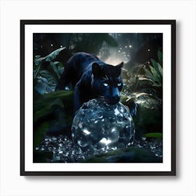 Bejewelled Black Panther, playing on the low or preying? Art Print