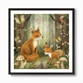 Enchanted Forest Animal Gatheringprint Art And Wall Art Art Print