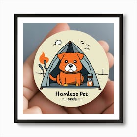 Homeless Pets Simple Sticker In Pixar Style Art Print