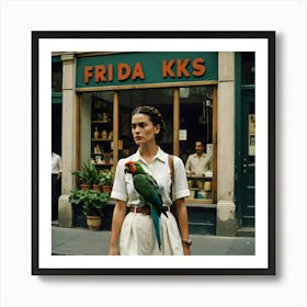Frida Kahlo At The Vintage Shop Art Print
