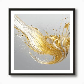 Gold Liquid Splash abstract Art Print