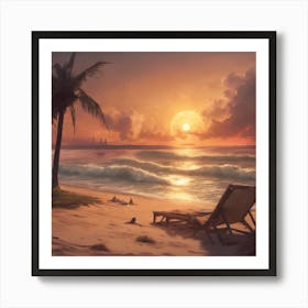 276091 Sunset Time On The Beach Xl 1024 V1 0 Art Print