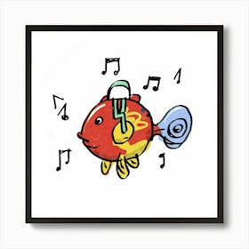 Fish With Music Notes 2 Poster