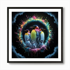 Penguins In A Circle Art Print