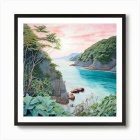 Watercolour Landscape Grande Anse Darlet Art Print