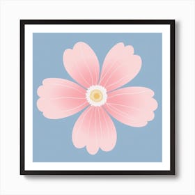 A White And Pink Flower In Minimalist Style Square Composition 35 Art Print