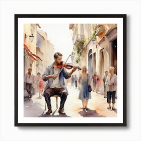 Violinist In The Street Art Print