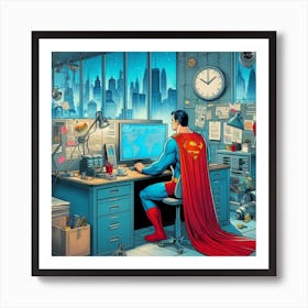 Superman At Work 1 Art Print