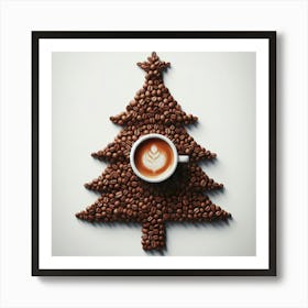 Coffee Beans Christmas Tree Art Print