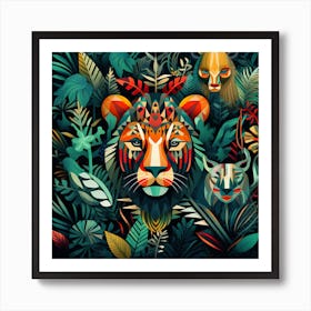 Lions In The Jungle 4 Art Print
