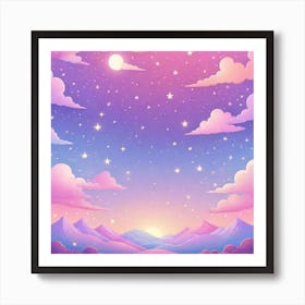 Sky With Twinkling Stars In Pastel Colors Square Composition 286 Art Print