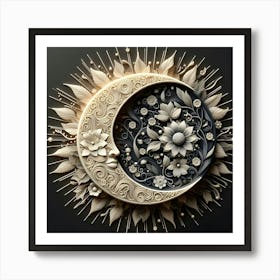 Moon And Flowers 13 Art Print