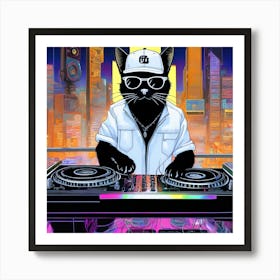 Dj Cat Art Print