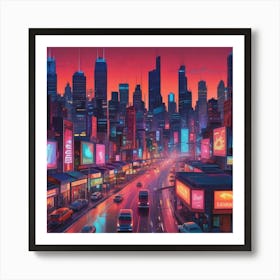 Cityscape At Night Art Print