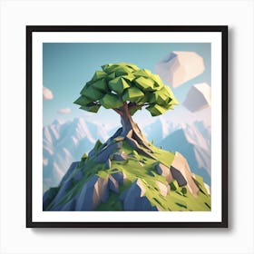 Tree On Top Of A Mountain 5 Art Print